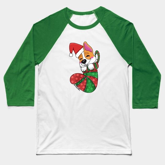 Stocking Stuffer Corgi Puppy Baseball T-Shirt by SPufferARTs